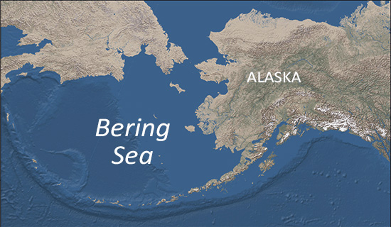 map of Bering Sea and Alaska