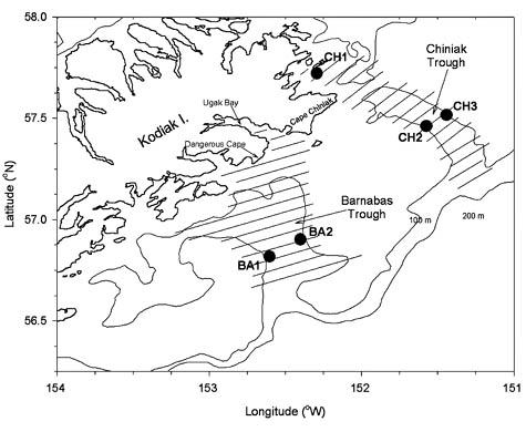 map of walleye pollock and capelin study area