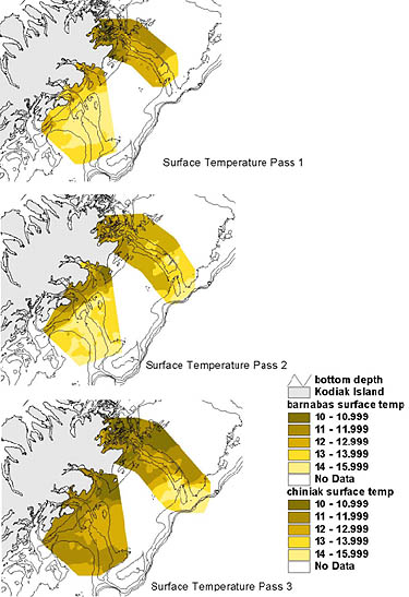 map of contours of temperature