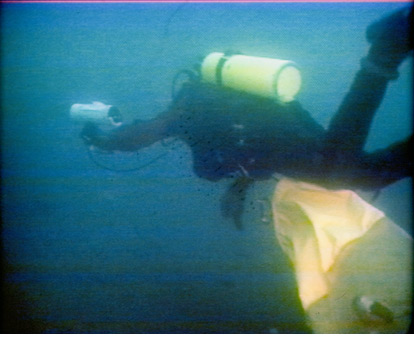 diver with acoustic receiver